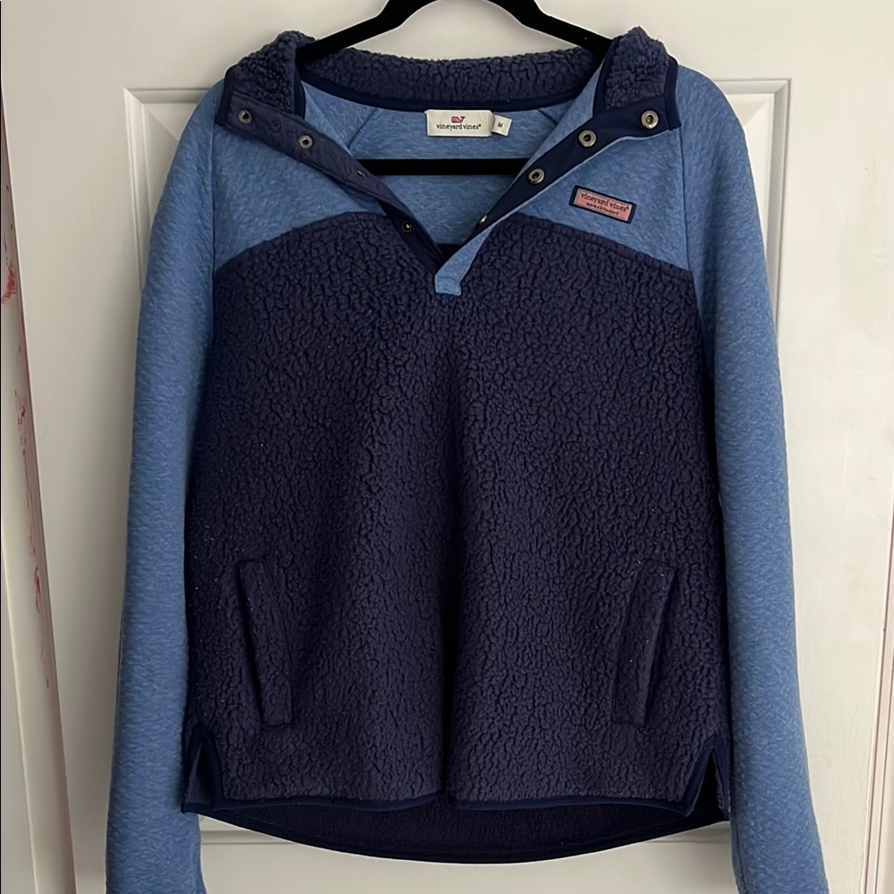 Vineyard Vines Navy and Light Blue Fleece Pullover